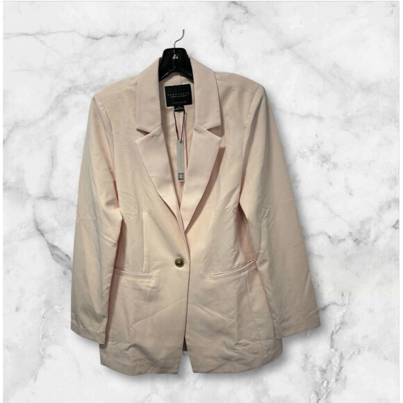 Sanctuary Pink Tailored Women Blazer Size M Minimalist single Button Jacket - Picture 1 of 13